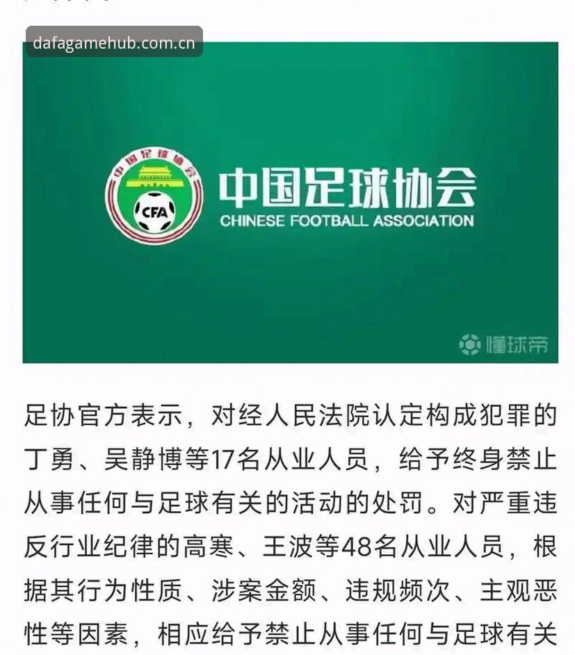 大发电子游戏手机版下载推荐 3个关键点解读中国足协第三批禁足名单:17人终身禁赛,48人遭重罚